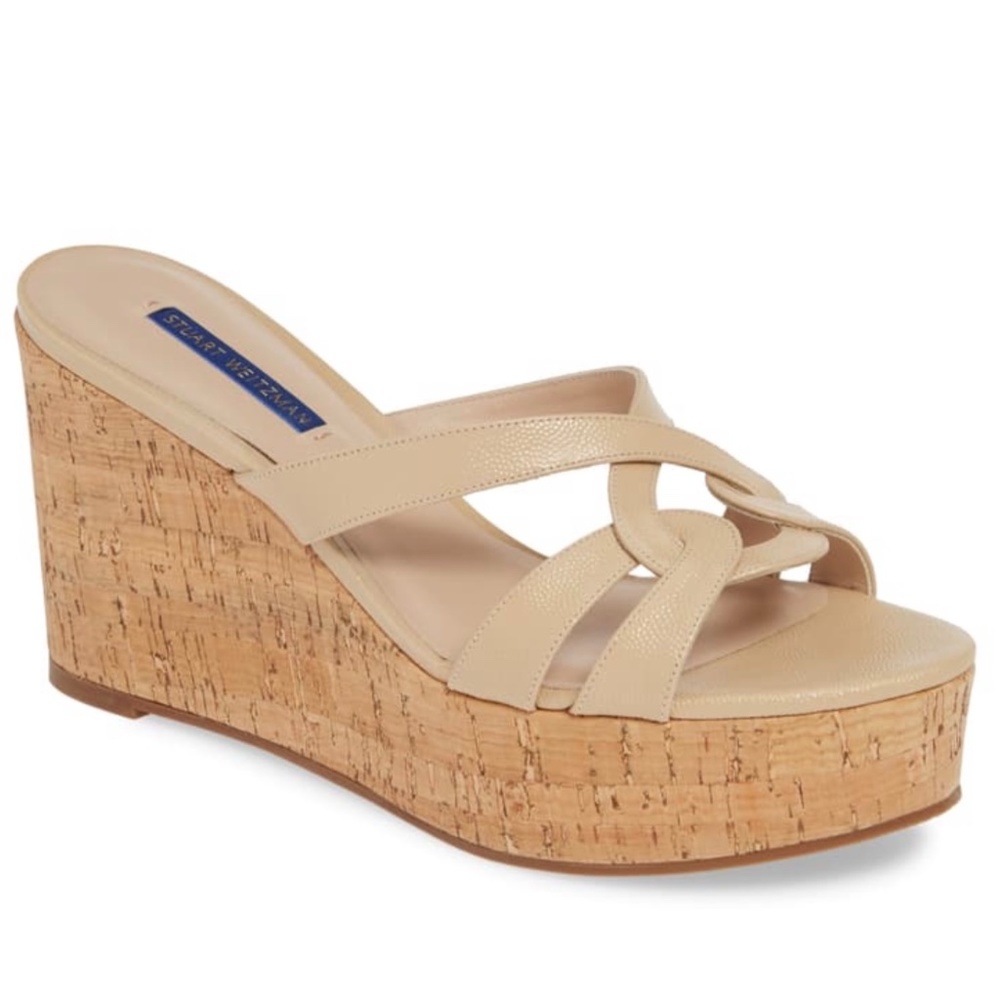 Stuart Weitzman Cadence Bambina Caviar Nude Sandal